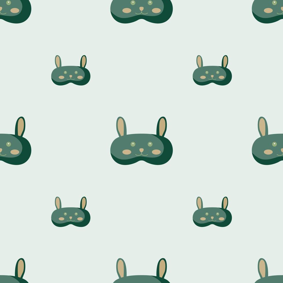 Rabbit green color geometric seamless pattern on light blue background. Children graphic design element for different purposes. vector