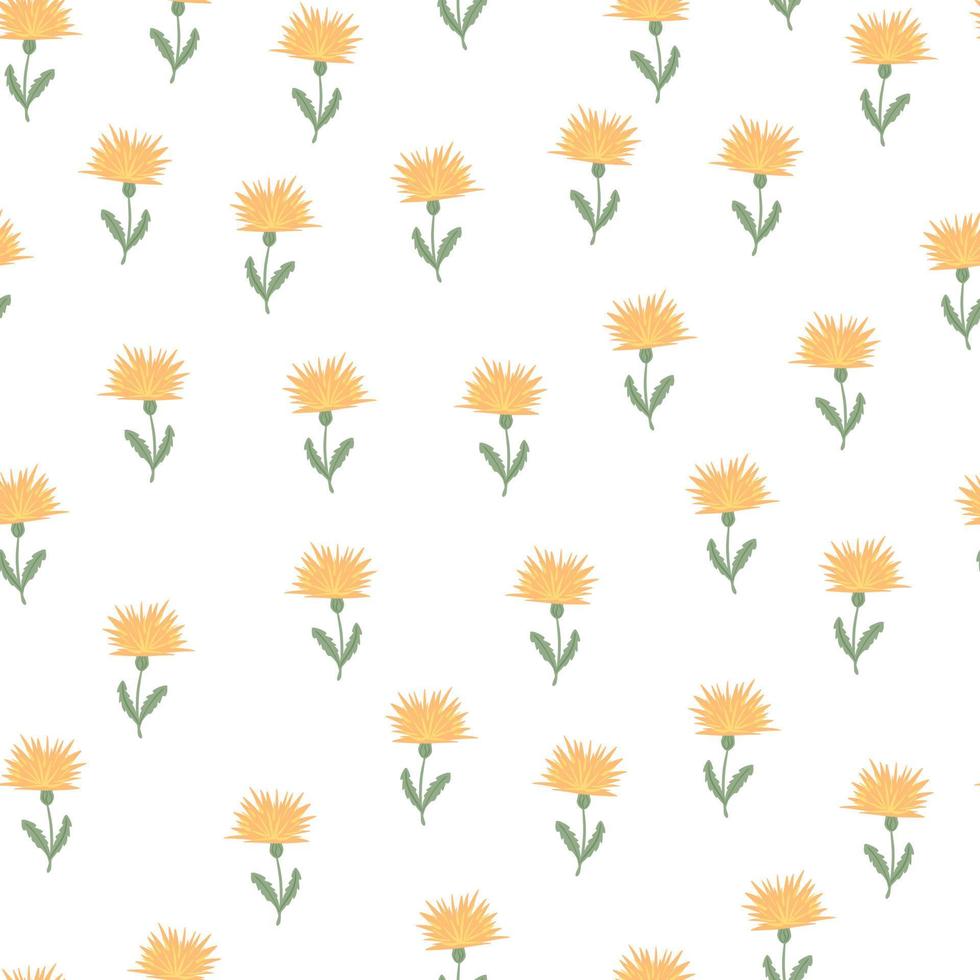 Dandelion cute seamless pattern. Hand drawn meadow background. vector