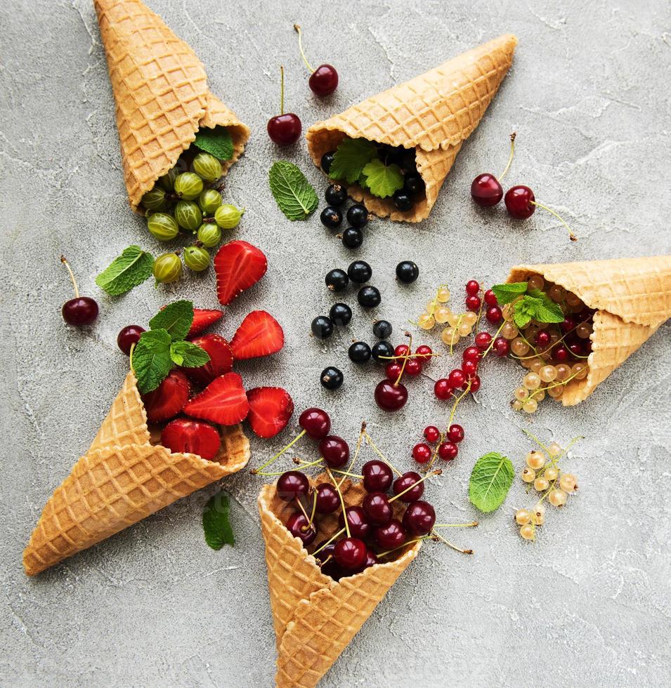 ice cream cone with berries photo