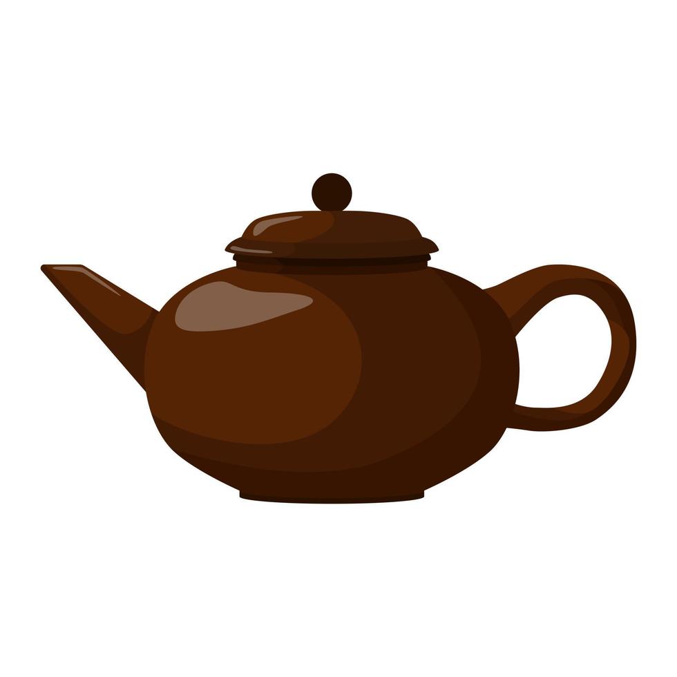 Kettle element for chinese tea ceremony on white background. Asian traditional equipment isolated in style flat vector