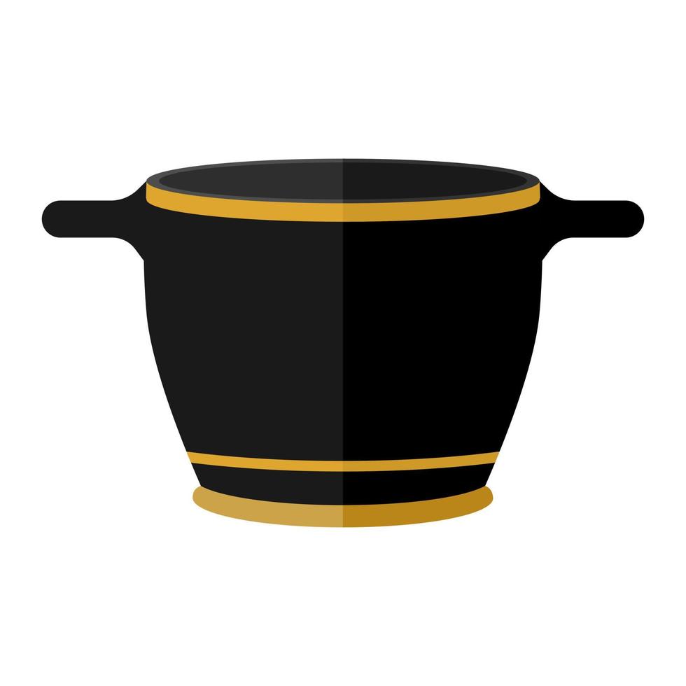 Ancient Greece clay skyphos wine cup. Antiquity drinking skyphos cup with patterns. Used in the Greek feast flat isolated on white background. vector