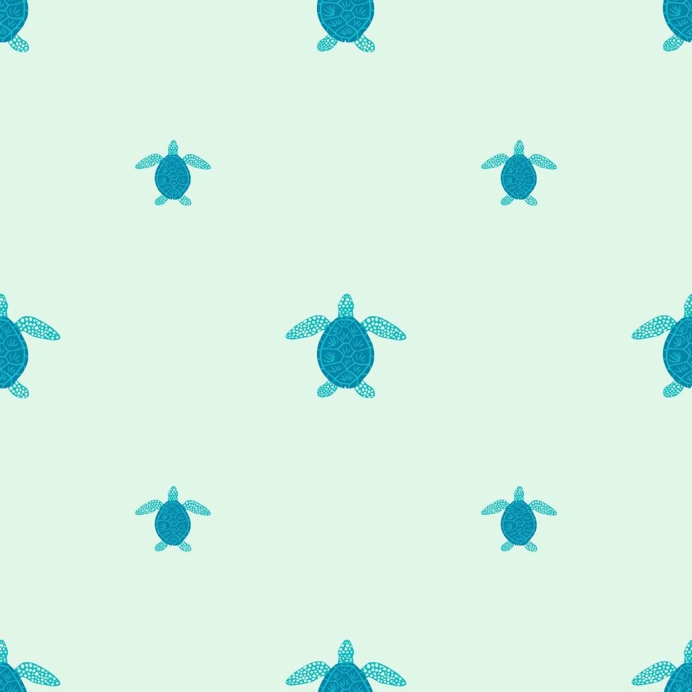 Seamless pattern sea turtles. Cute marine turtle in doodle style. vector