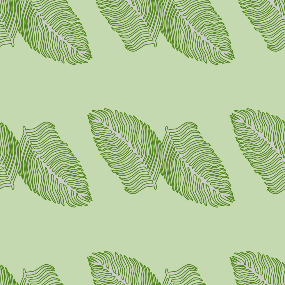 Organic palm leaf seamless pattern with hand drawn foliage print. Simple color background. Vector illustration for seasonal textile.