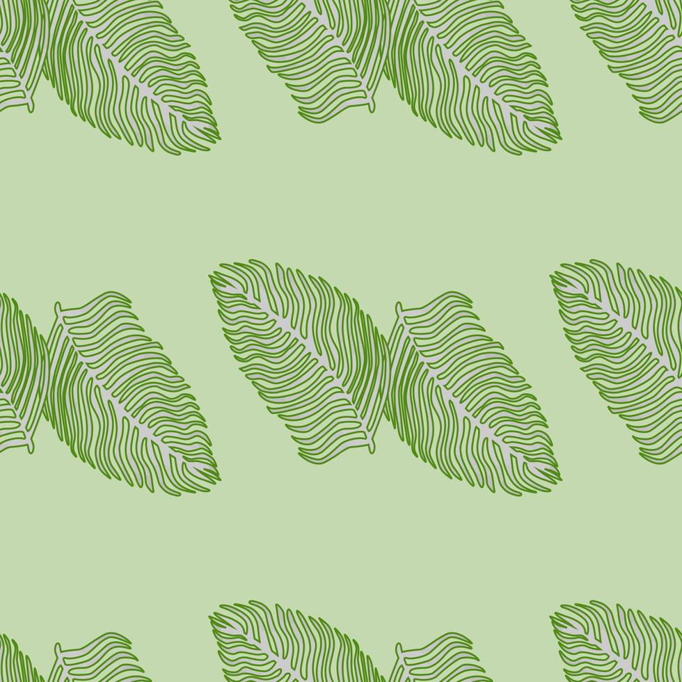 Organic palm leaf seamless pattern with hand drawn foliage print. Simple color background. Vector illustration for seasonal textile.