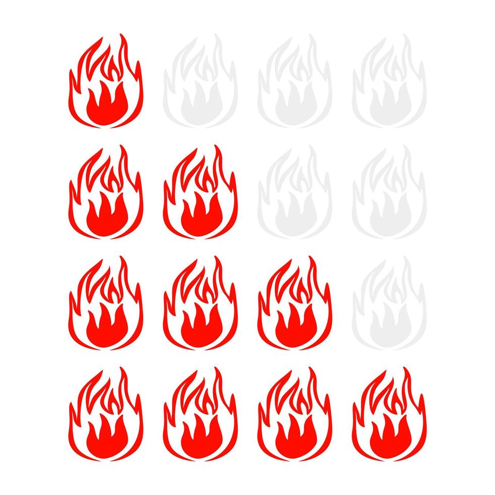 Spicy hot indicator on the rise isolated on white background. Sticker fire for menu restaurant in flat style. vector