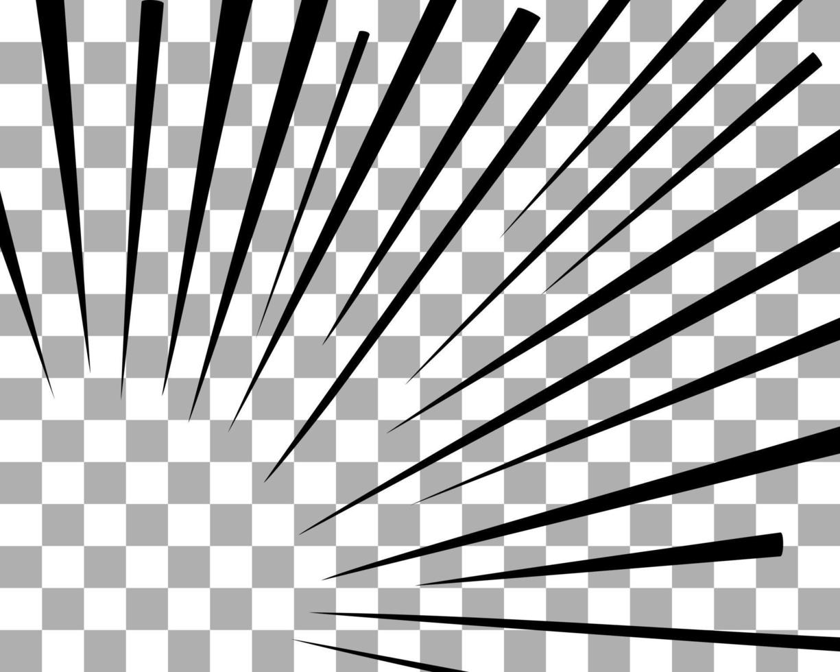 Sketch manga effects on transparent background. Black left lower corner lines splash texture for comics book. vector