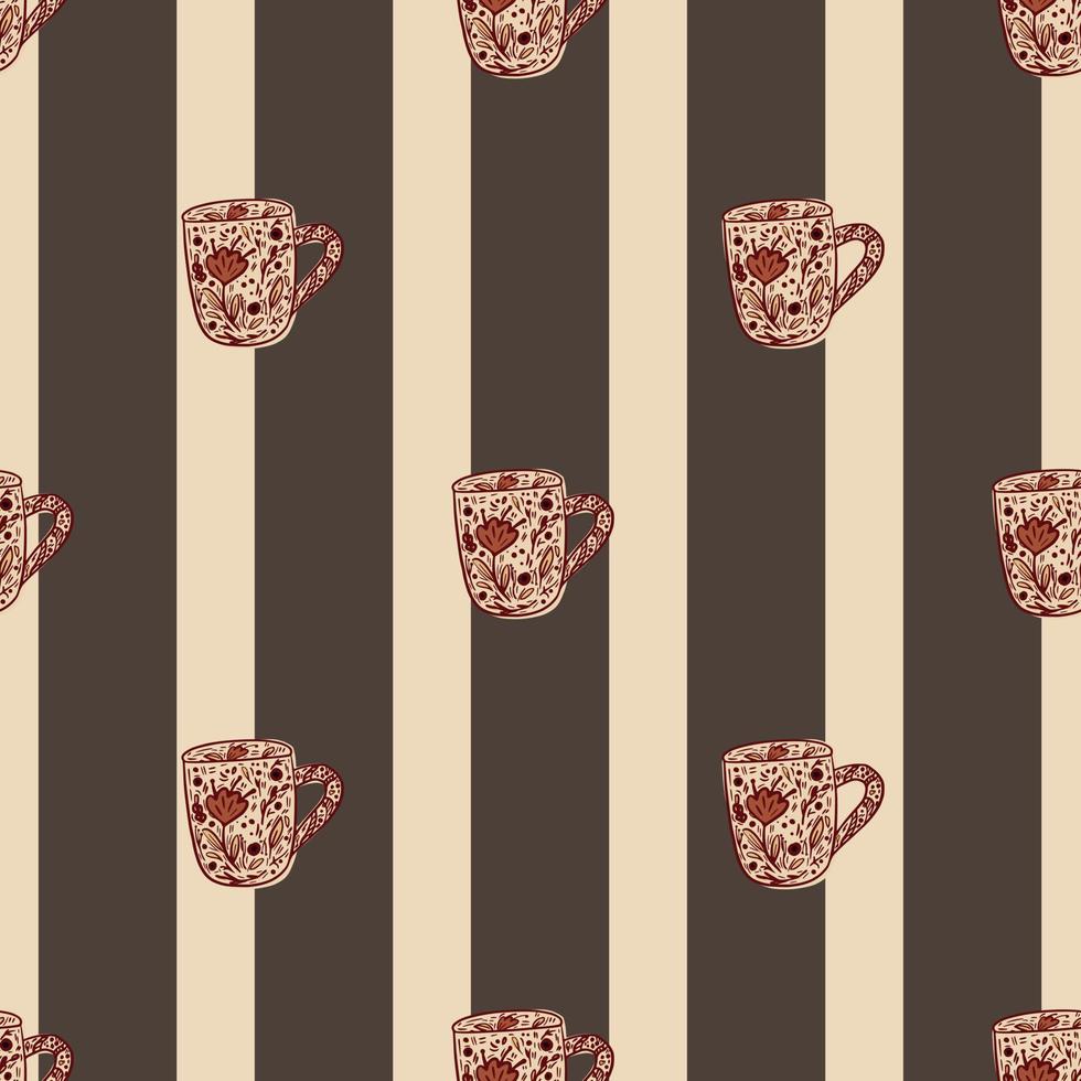 Cute mugs seamless pattern. Background of teatime. vector