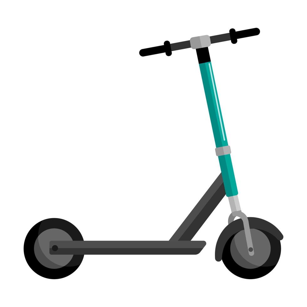 Patinete aislado sobre fondo blanco. Empuje el transporte de scooter en estilo plano. transporte ecológico para niños. vector