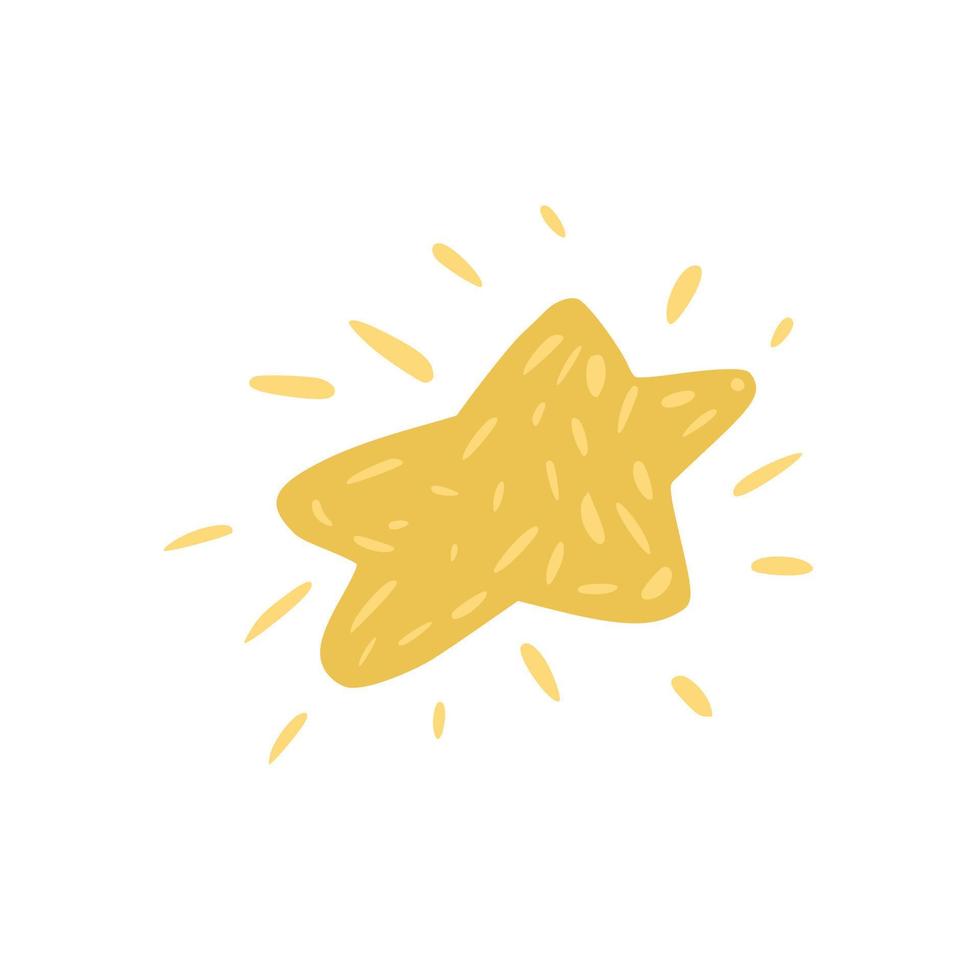 pequeño diamante estrella aislado sobre fondo blanco. boceto dibujado a mano elemento mágico color amarillo. vector