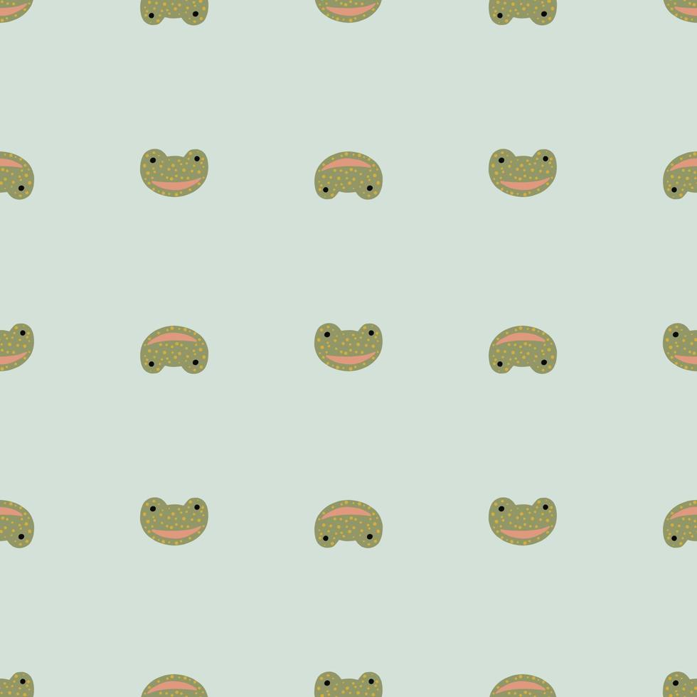 Frog pattern seamless in freehand style. Head predator on colorful background. Vector illustration for textile.