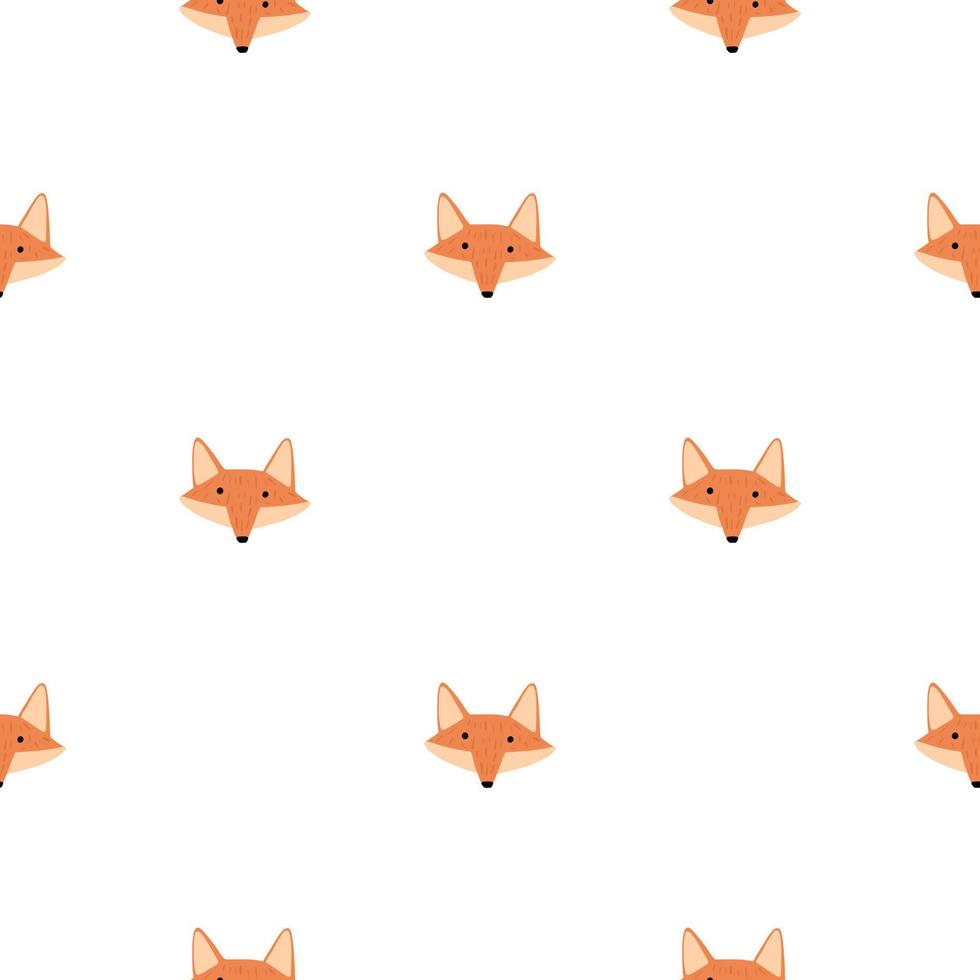 Fox pattern seamless in freehand style. Head animals on colorful background. Vector illustration for textile.