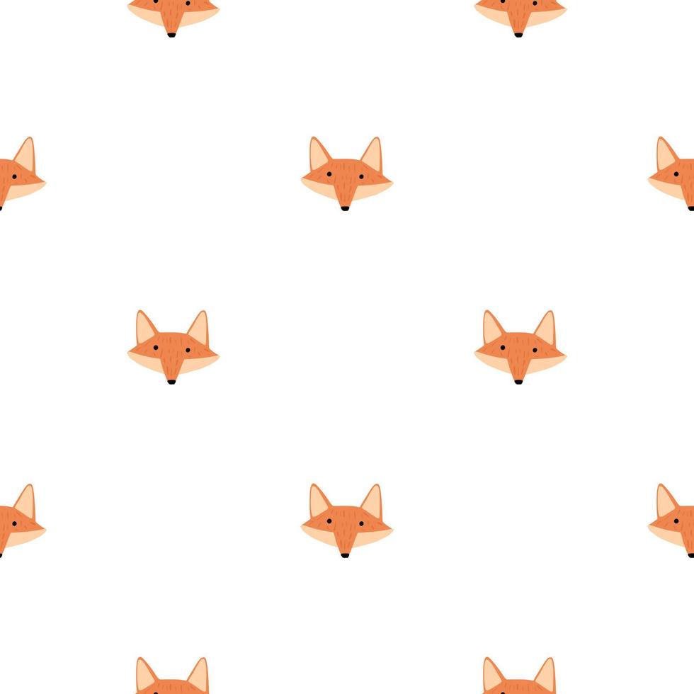 Fox pattern seamless in freehand style. Head animals on colorful background. Vector illustration for textile.