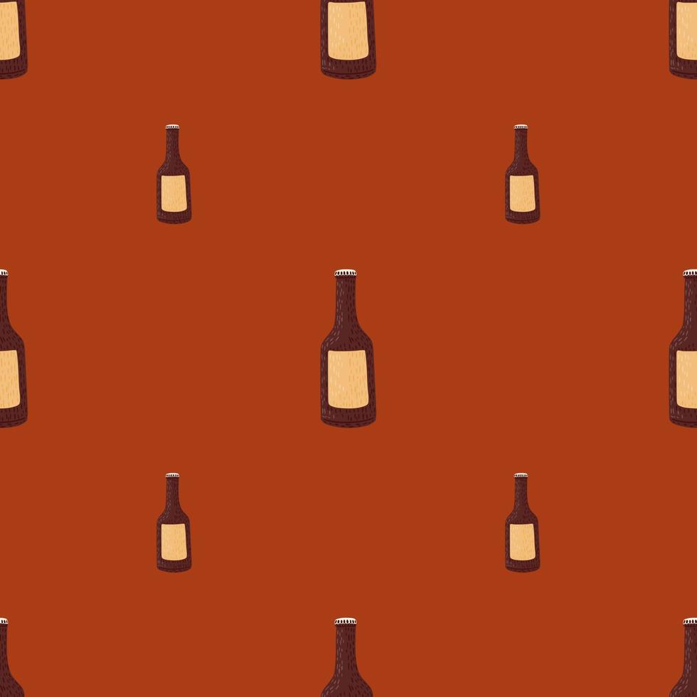 Bottle alcohol seamless pattern. Hand drawn background for menu. vector