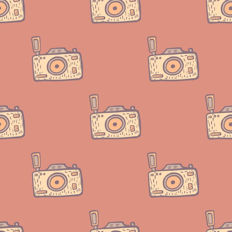 Photo camera seamless pattern. Cute vintage cameras background. vector