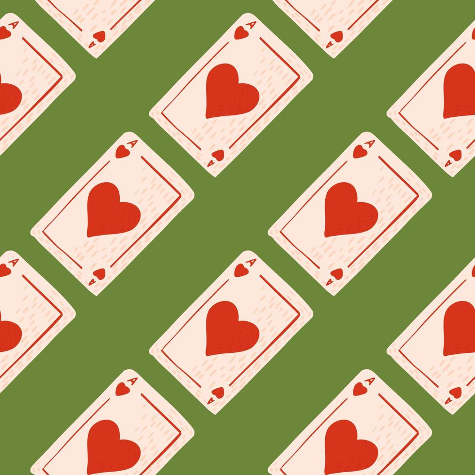 Game cards seamless pattern. Design gambling. Repeated texture in doodle style. vector