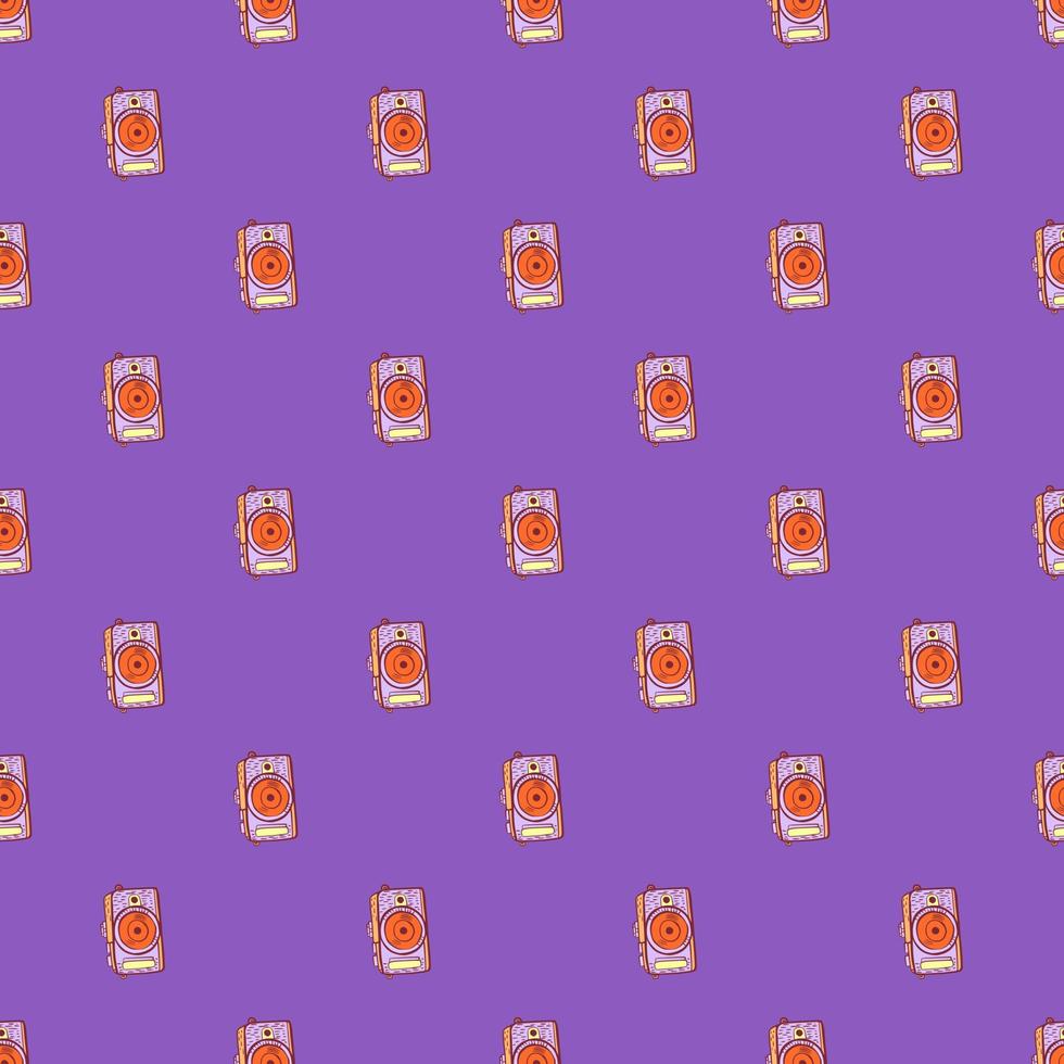 Photo camera seamless pattern. Cute vintage cameras background. vector