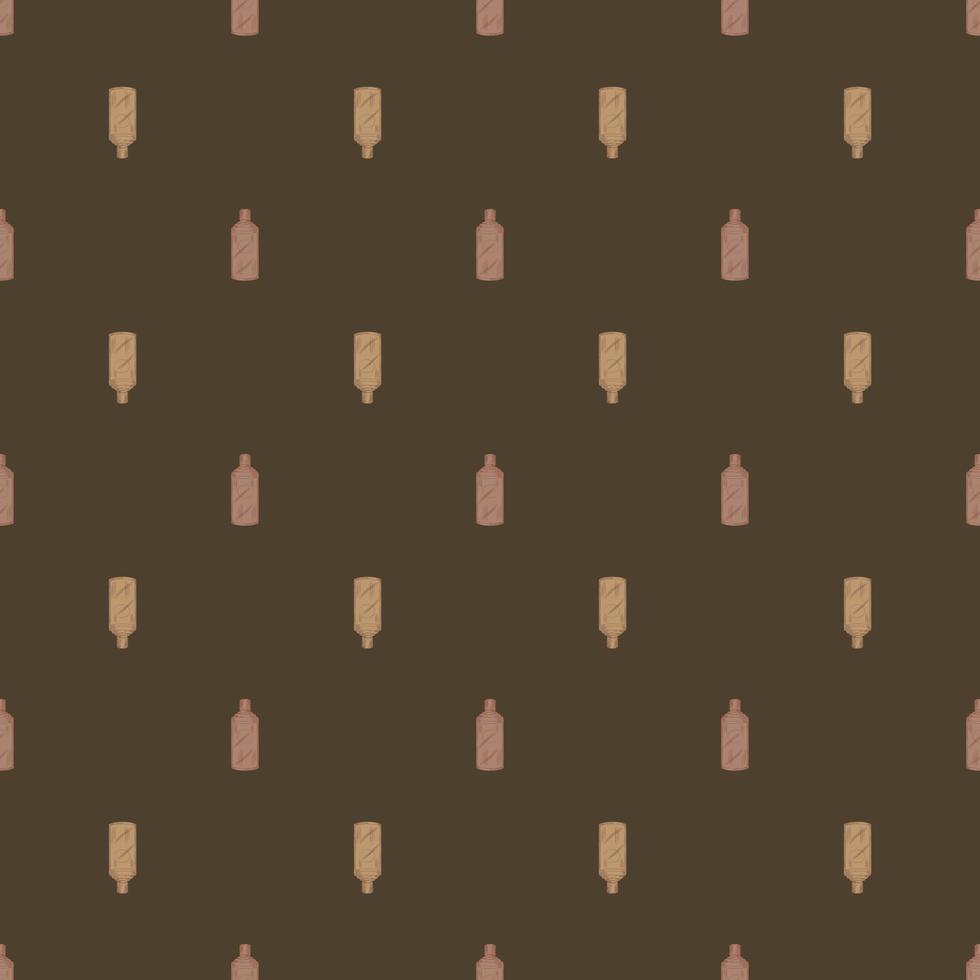 Seamless pattern retro chinese bottle on dark brown background. Geometrical texture template for menu restaurant. vector