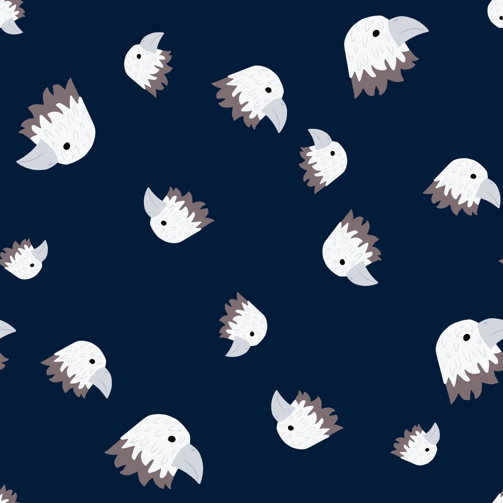 Eagle pattern seamless in freehand style. Head predator on colorful background. Vector illustration for textile.