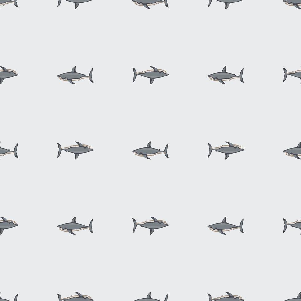 tiburón de patrones sin fisuras sobre fondo gris claro. textura de peces marinos para cualquier propósito. vector