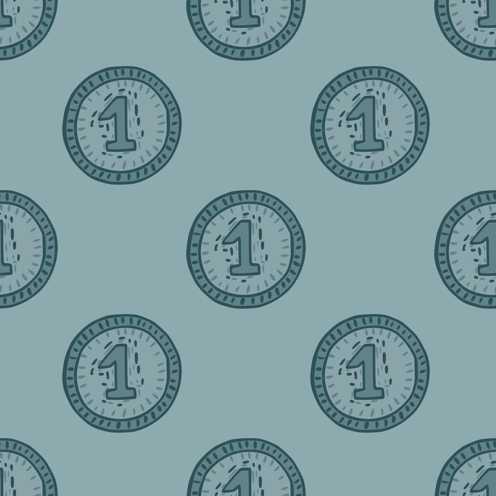 Coins seamless pattern. Hand drawn background from money. vector