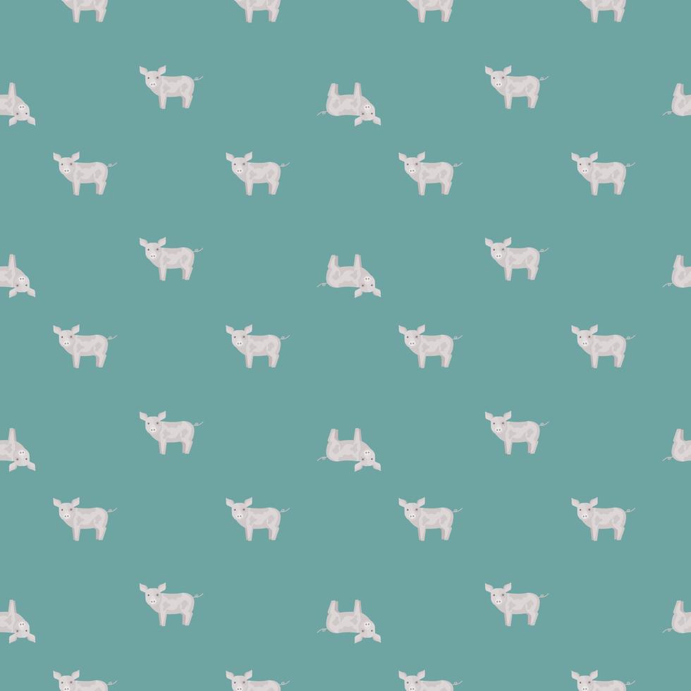 Seamless pattern of pig. Domestic animals on colorful background. Vector illustration for textile.