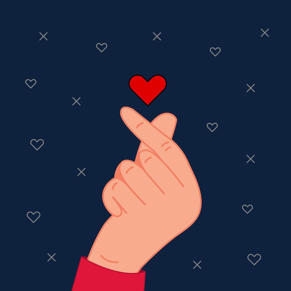 Hand finger Korean gesture. Valentine fully love vector