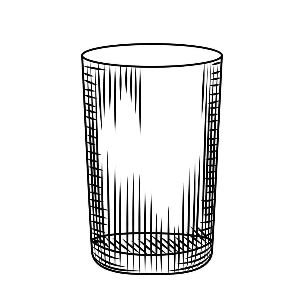 Vintage highball glass. Empty collin glass hand drawn sketch. vector