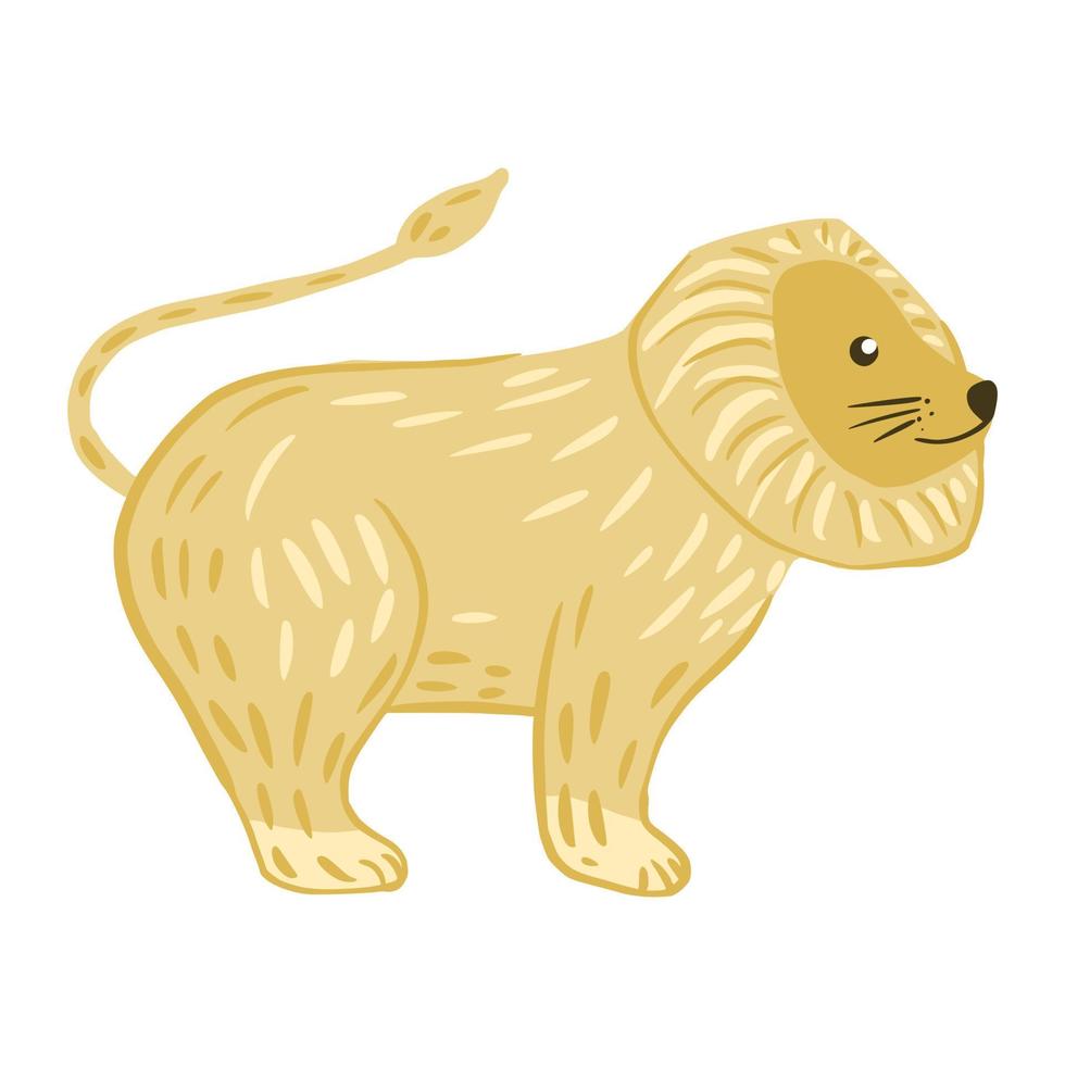 soporte de león aislado sobre fondo blanco. personaje de circo de safari con melena. vector