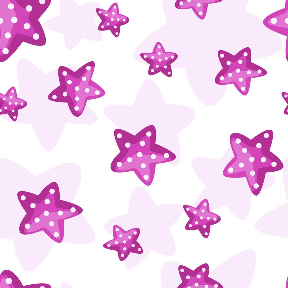 Seamless pattern pink starfishes isolated on white background. Cute sea template for textile, fabric, gift wrap, wallpapers. vector
