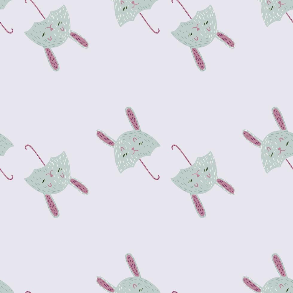 Umbrella bunny seamless pattern. Funny characters background. vector