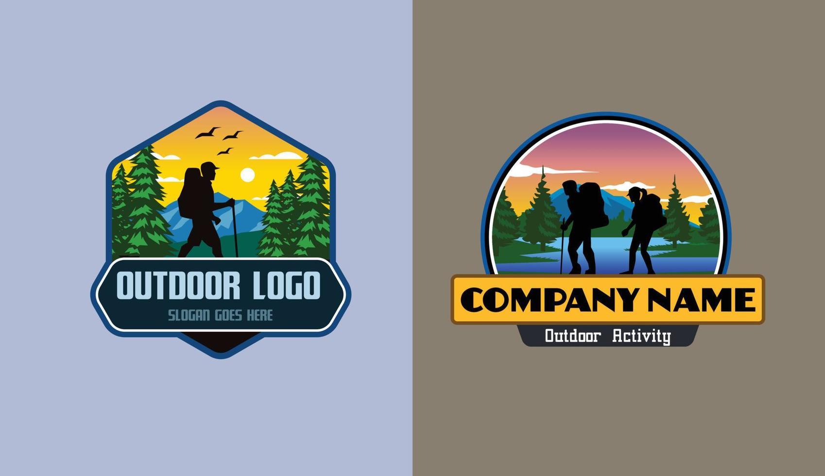 montañismo camping caminar logo vector