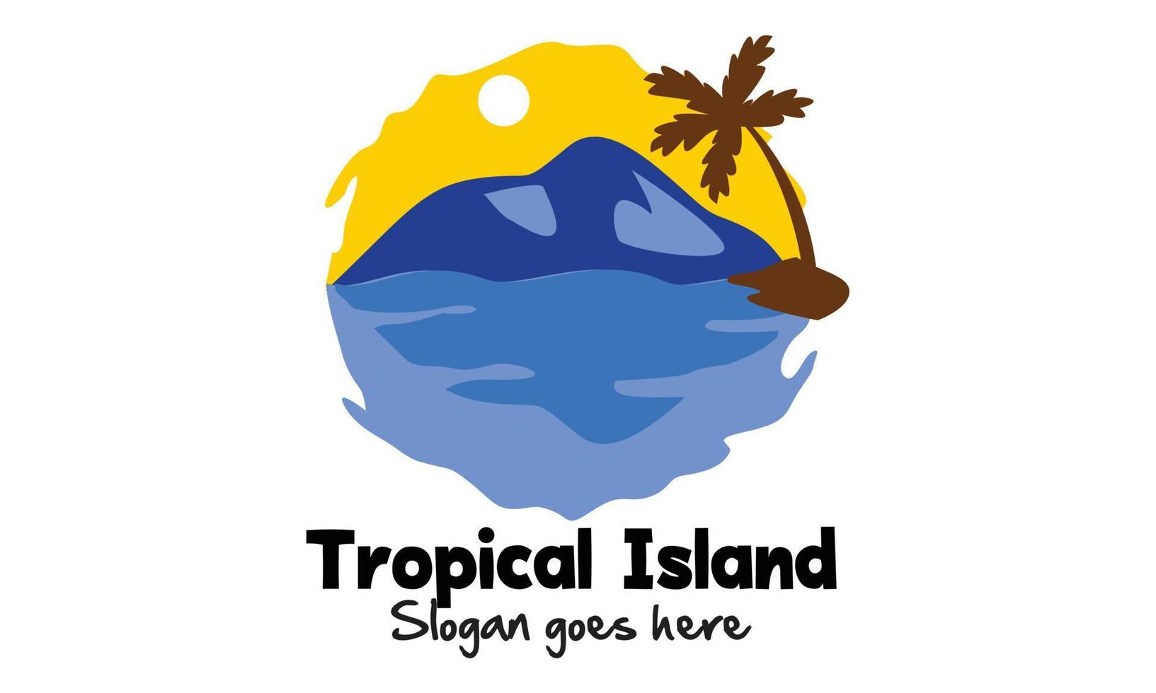 logotipo de playa de palmeras tropicales vector