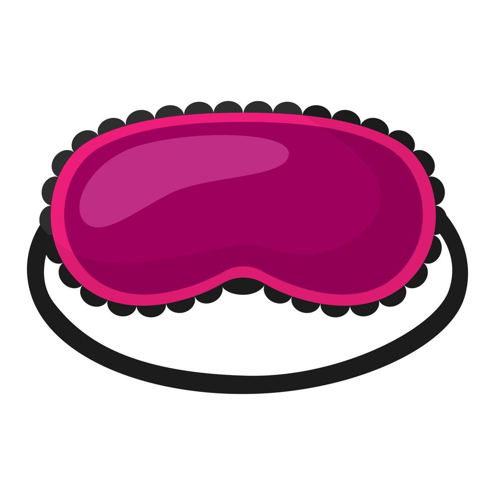 Sleep mask pink with black lace on white background. Face mask for sleeping human isolated in flat style vector