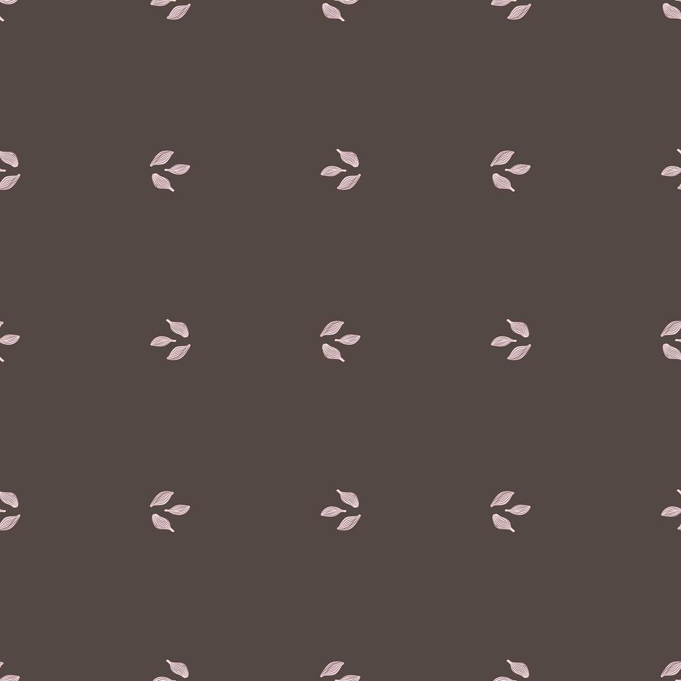 Seamless pattern cardamom on dark beige background. Cute plant sketch ornament. Geometrical texture template for fabric. vector
