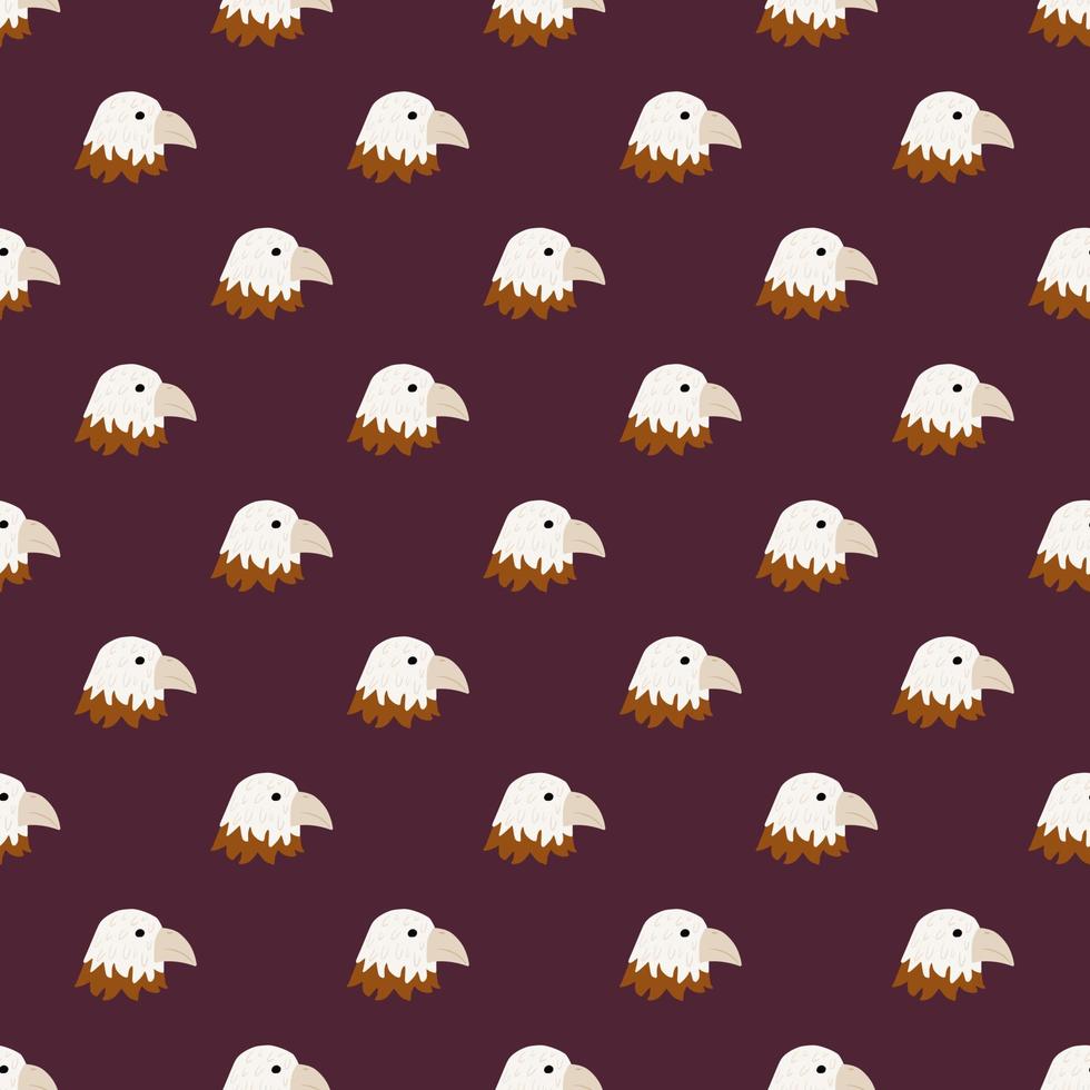 Eagle pattern seamless in freehand style. Head predator on colorful background. Vector illustration for textile.