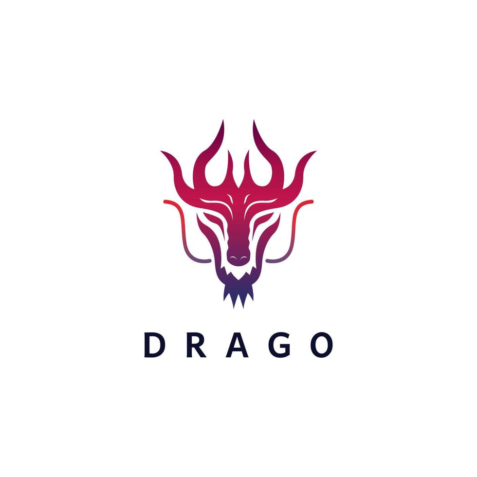 ilustración del logotipo del dragón, estilo degradado simple vector