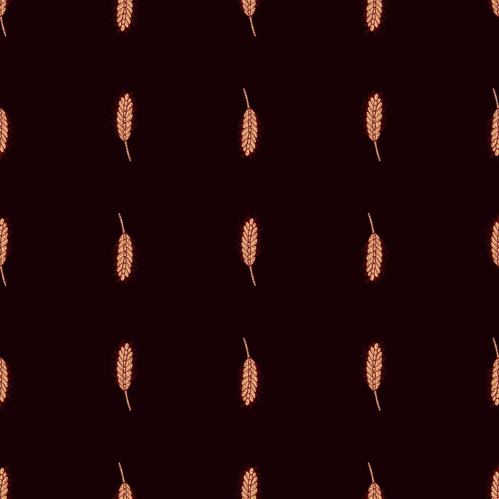 Wheat seamless pattern. Cereal crop sketch. vector