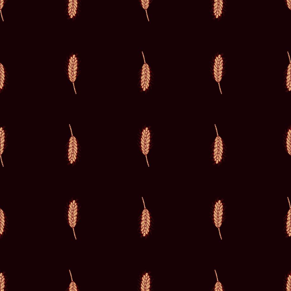 Wheat seamless pattern. Cereal crop sketch. vector