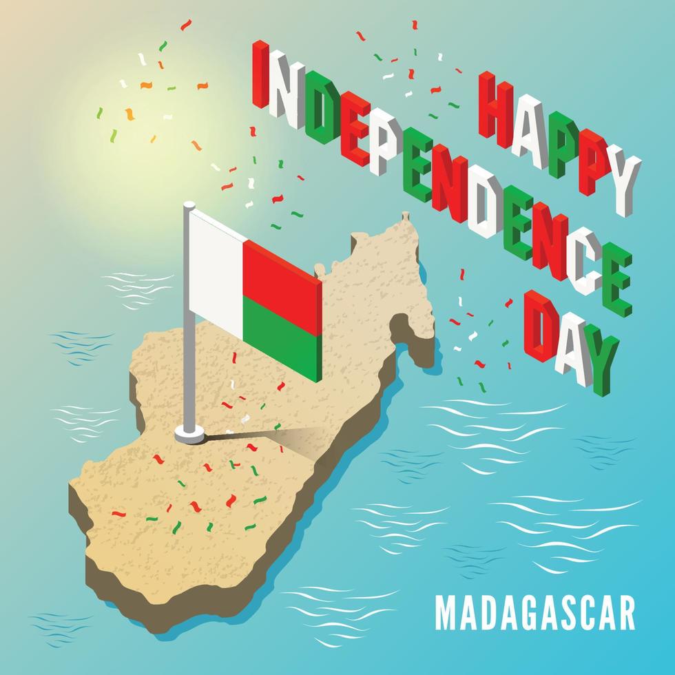 Madagascar Map with Flag in isometric style vector