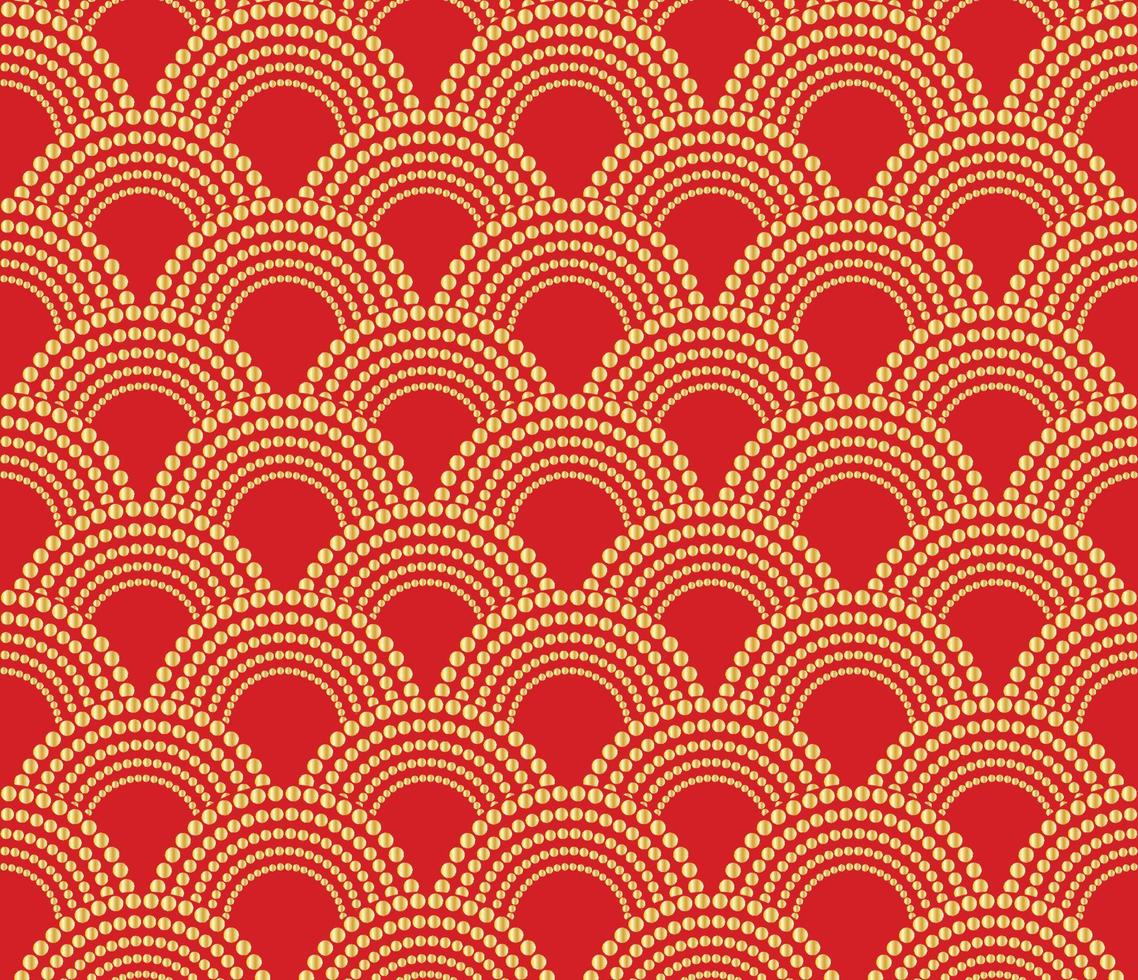 Fondo de ornamento oriental tradicional chino, rojo con patrón dorado sin costuras vector