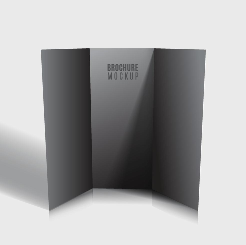 Black blank tri-fold brochure design isolated. Mockup design. vector