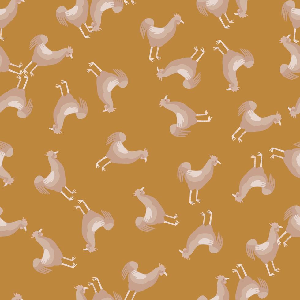 patrón sin costuras de gallo. animales domésticos en colores de fondo. ilustración vectorial para textiles. vector