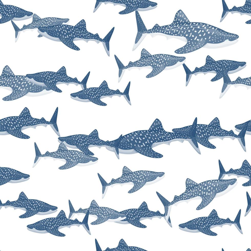 Whale shark seamless pattern in scandinavian style. Marine animals background. Vector illustration for children funny textile.