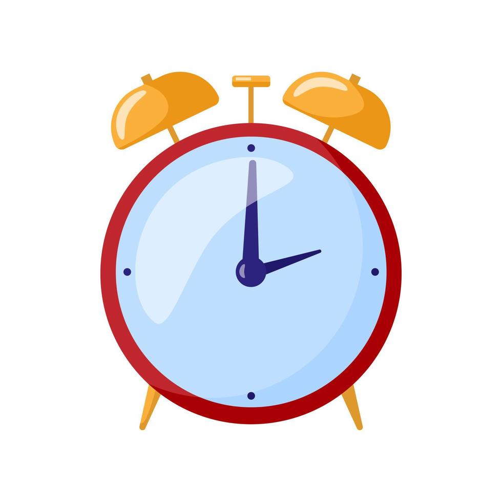 Clock alarm for sleep on white background. Elements bedtime and wake up for lifestyle in style flat. vector