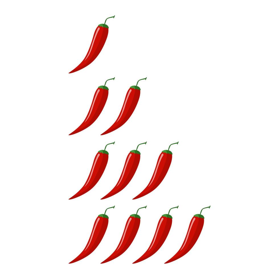 Spicy chilli pepper measurement infographic isolated on white background. Symbol for food menu restaurant in flat style. vector