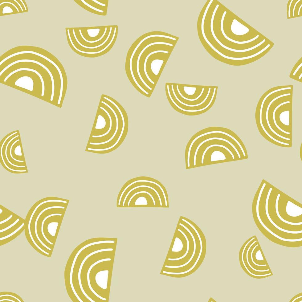 Abstract seamless pattern on ochre background. Geometrical shapes for textile design. vector