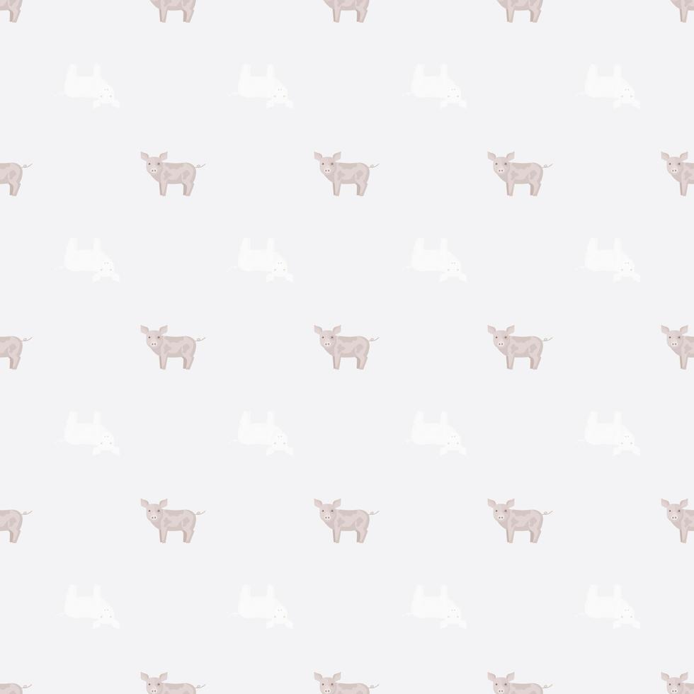 Seamless pattern of pig. Domestic animals on colorful background. Vector illustration for textile.