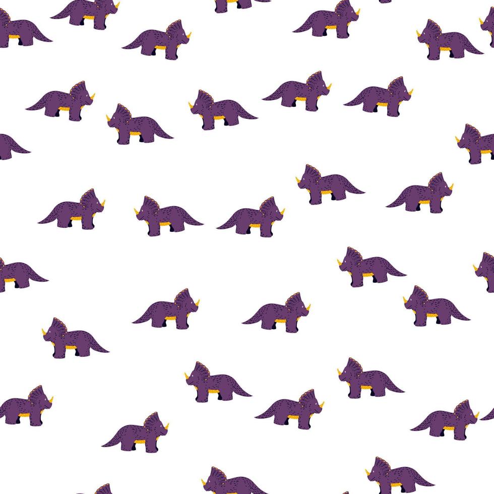 Triceratops seamless pattern. Children dino background. vector