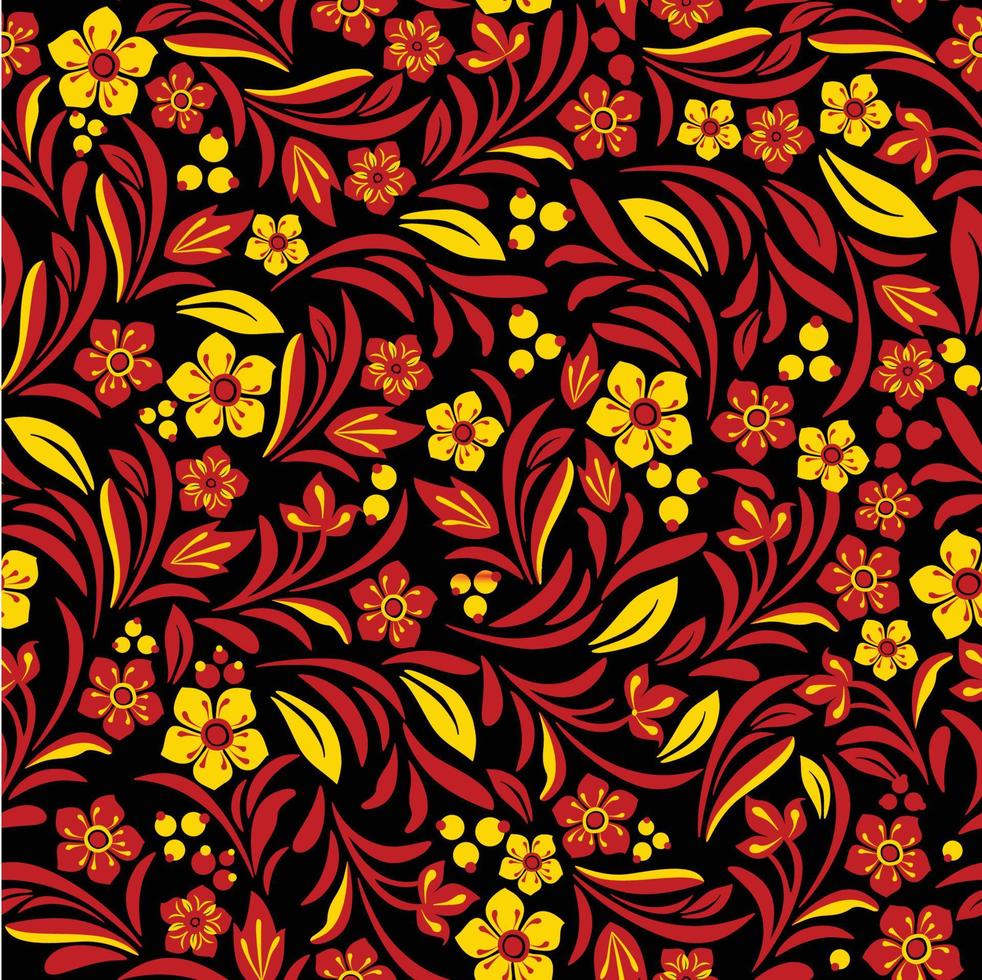 Russian ethnic on seamless plants pattern vector