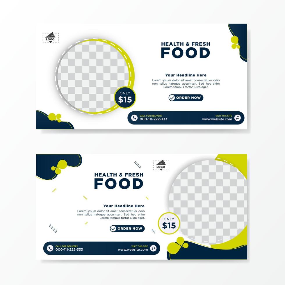 Banner template of health and fresh food menu promotion. vector
